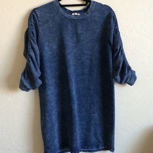 Jane & Delancy Lightweight Denim Look Blue Statement Sleeve Dress Women's Size M